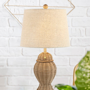 Margie Wicker 20.5" Bohemian Rustic Iron LED Table Lamp - JONATHAN Y